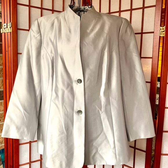 Talbots Jackets & Blazers - Talbots Petites Pure Silk Silver Jacket NWT